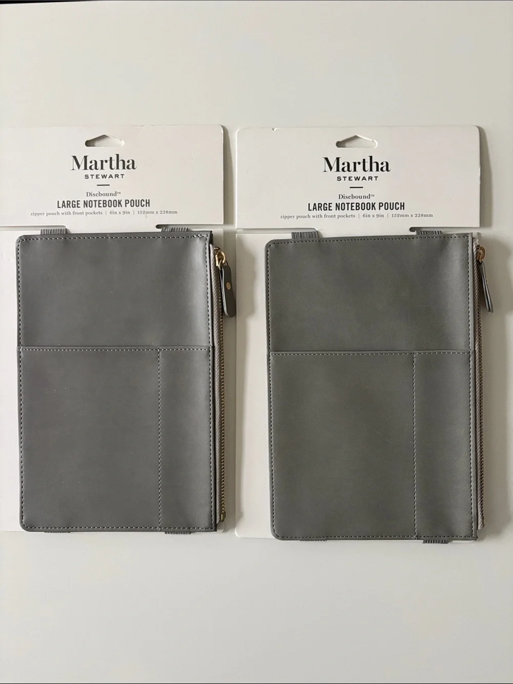 NWT Martha Stewart Discbound Gray Large Notebook Pouches (Set of 2)